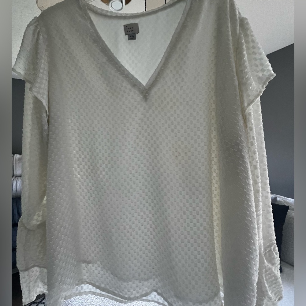 A NEW DAY Ruffled Cream Business Top.